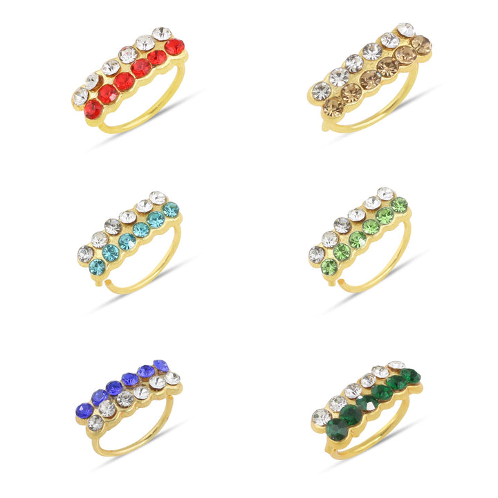 6 Pack Of Thick Colored Hoop Nose Rings