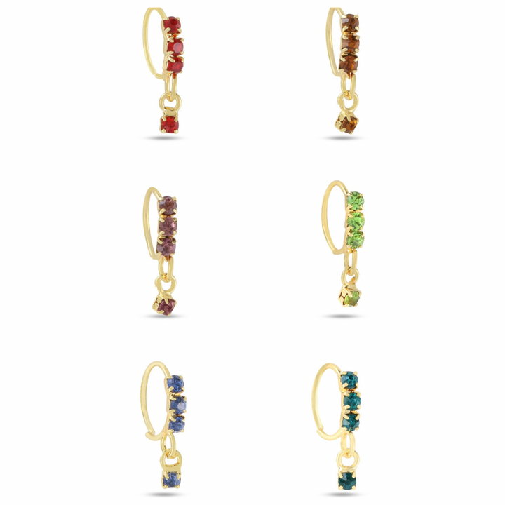 6 Pack Of Colored Dangling Nose Rings