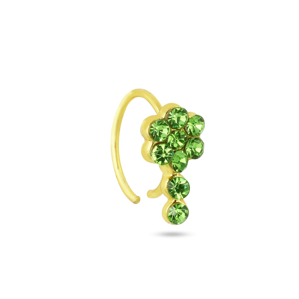 Lime Green Flower Nose Ring