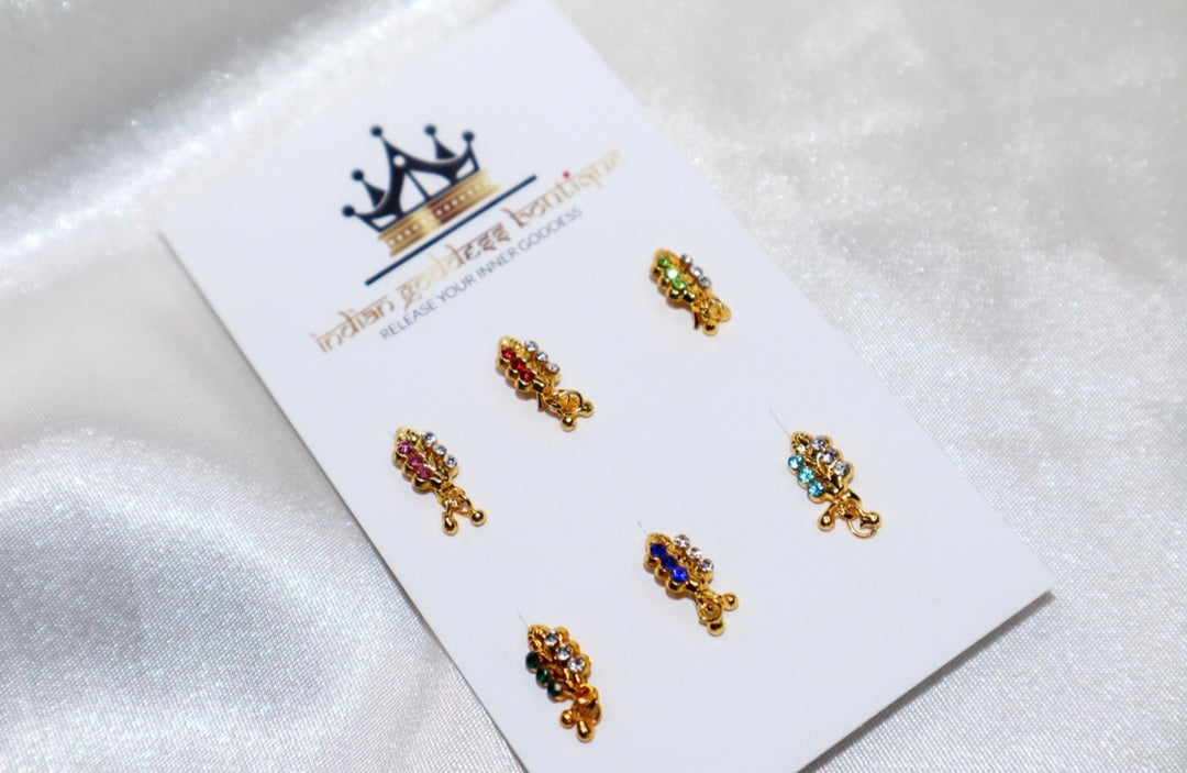6 Pack of Colored Leaf Nose Rings