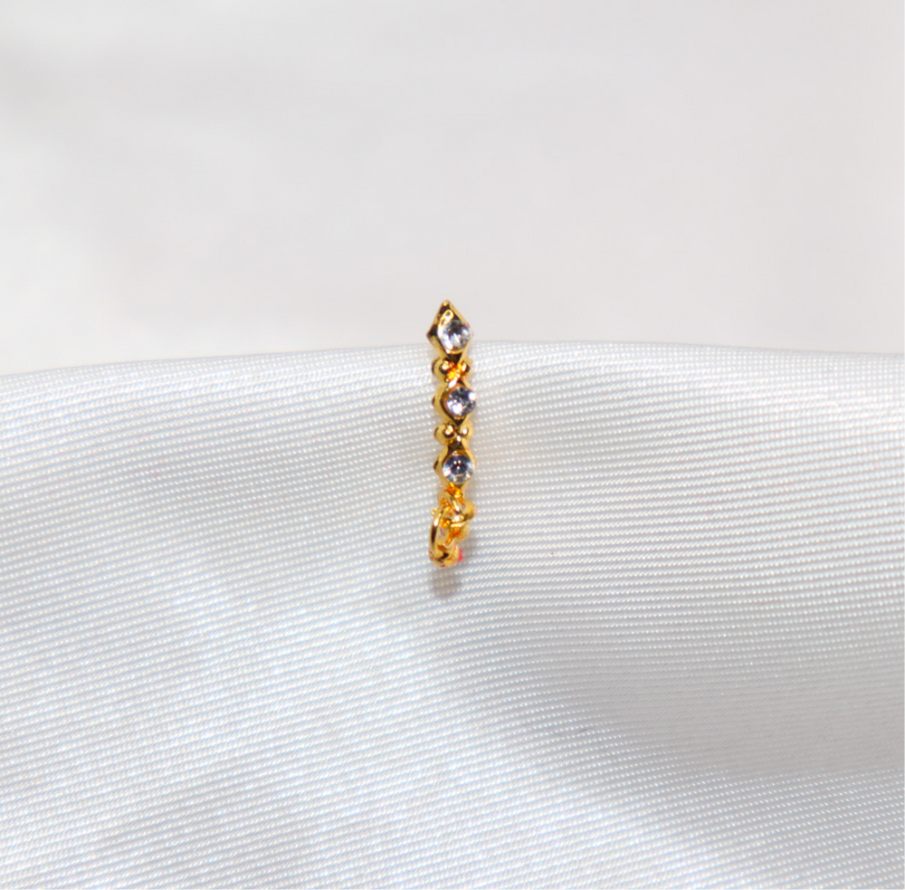 Long Gold and Diamond Dangling Nose Ring