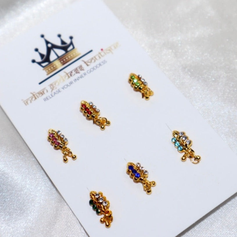 6 Pack of Colored Leaf Nose Rings