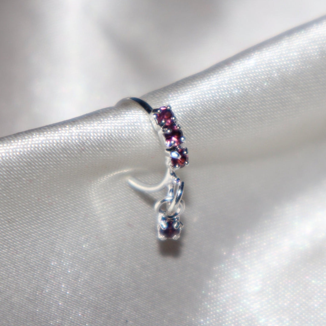 Purple Diamond Nose Ring with Purple Dangling End
