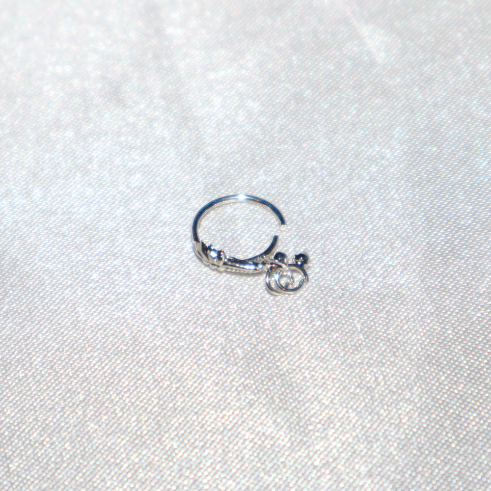 Silver Palm Tree Nose Ring with Dangling Ends