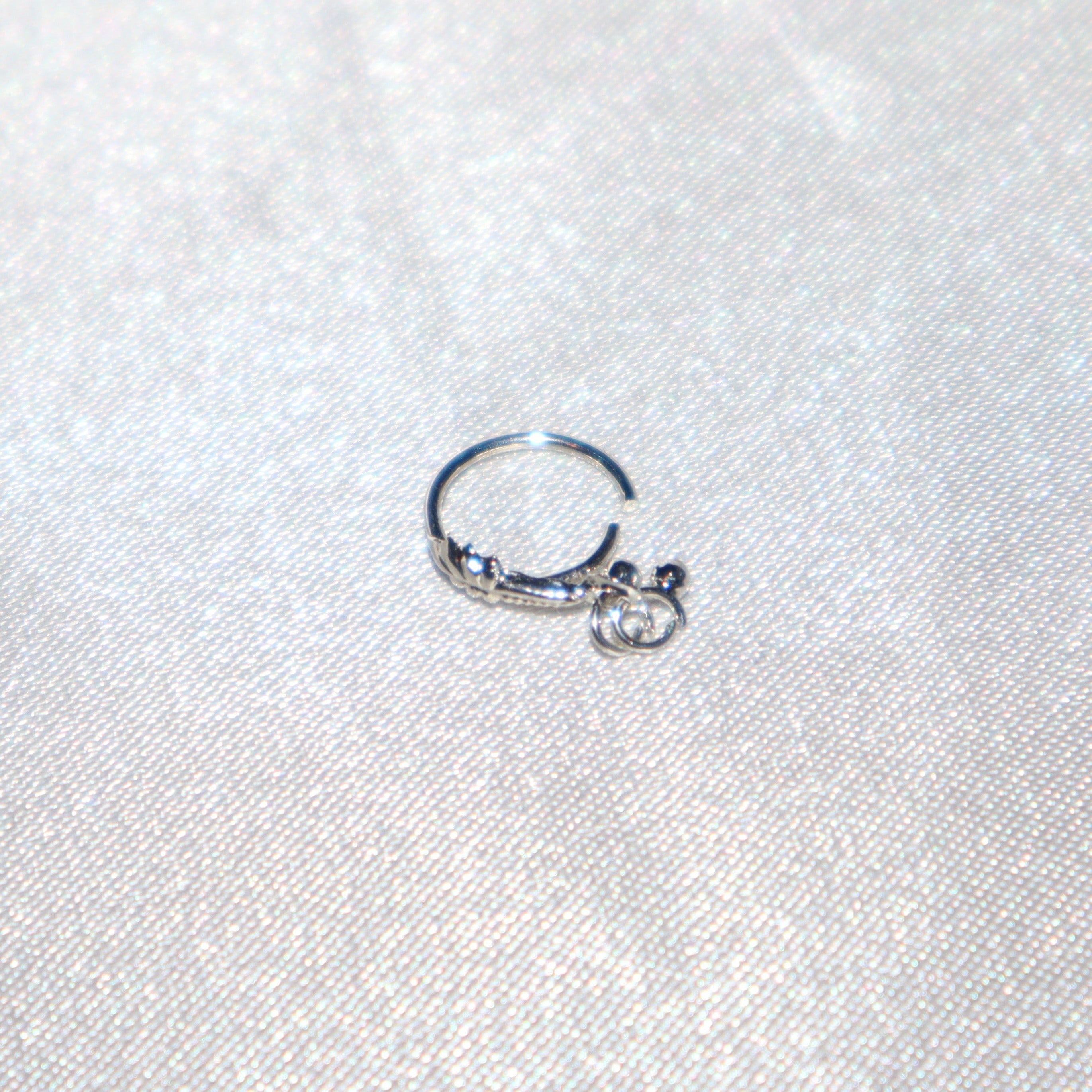 Silver Palm Tree Nose Ring with Dangling Ends