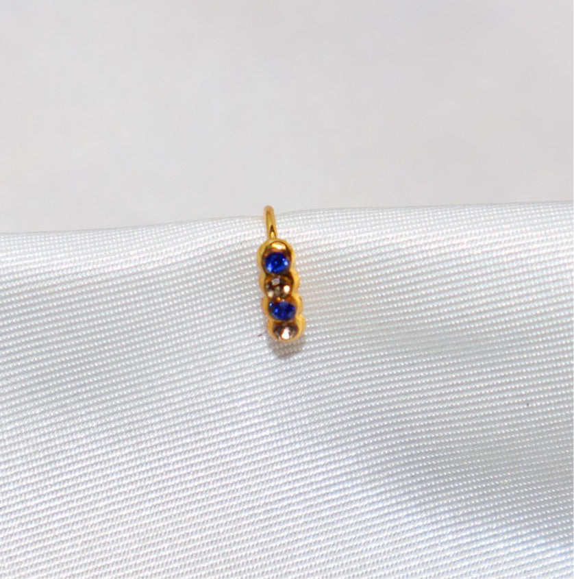 4 Colored and Gold Diamond Hoop Nose Ring