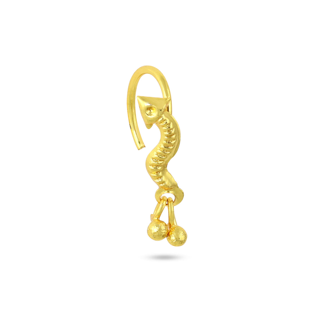 Gold Snake Nose Ring With Dangling Ends