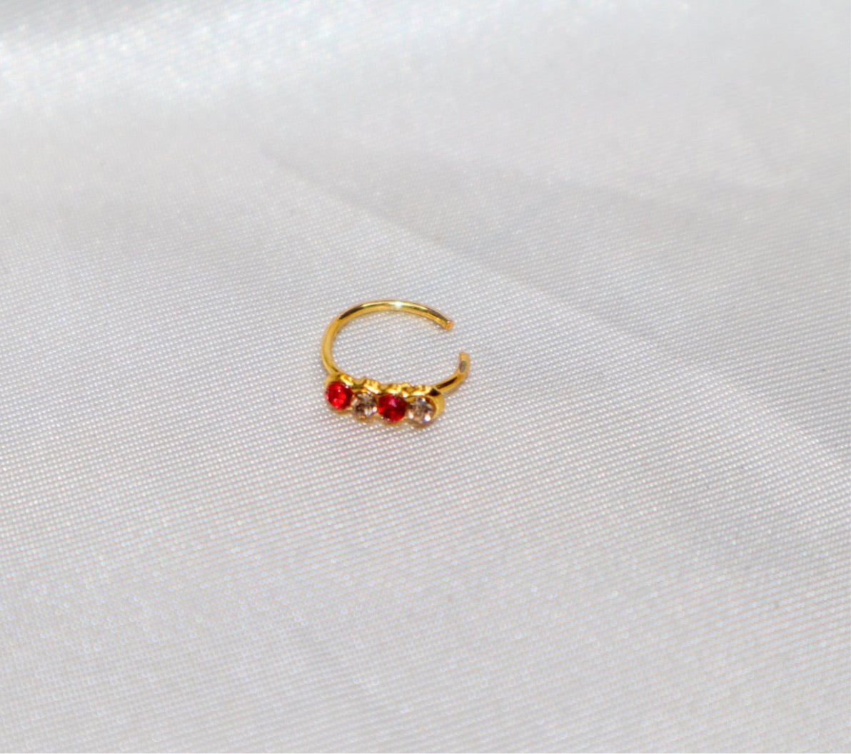 4 Colored and Gold Diamond Hoop Nose Ring