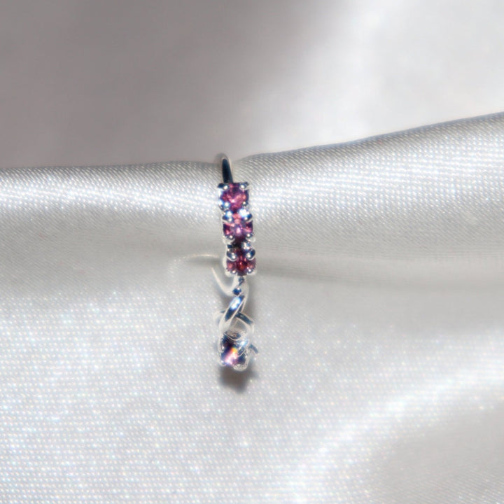 Purple Diamond Nose Ring with Purple Dangling End
