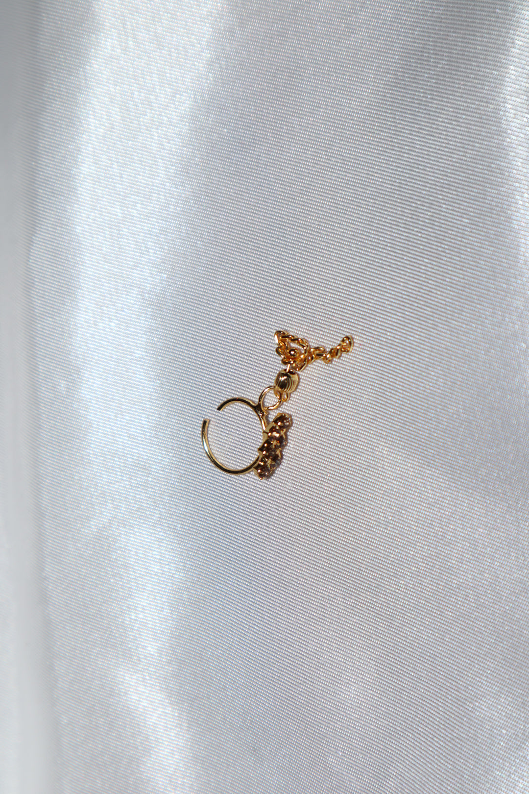 Gold Zig Zag Nose Ring with Gold Dangling Ends