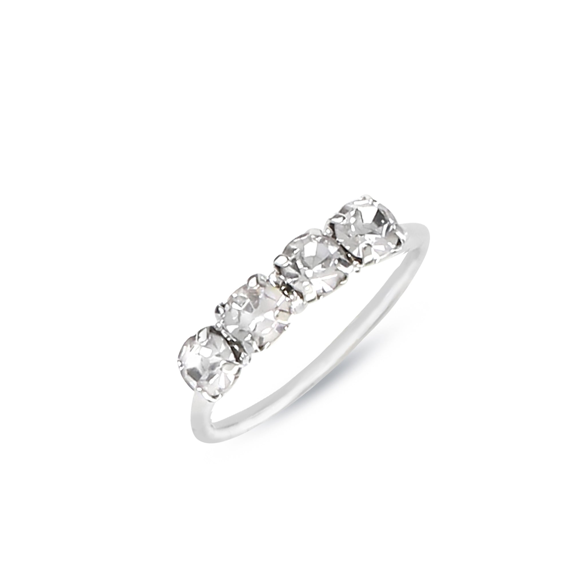 silver hoop nose ring with 4 diamonds