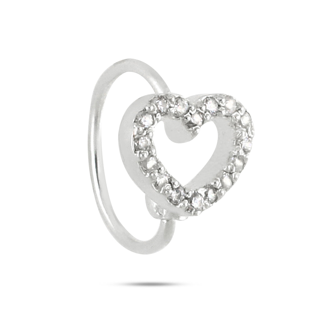 2 Pack Of Heart Diamond Hoop Nose Rings