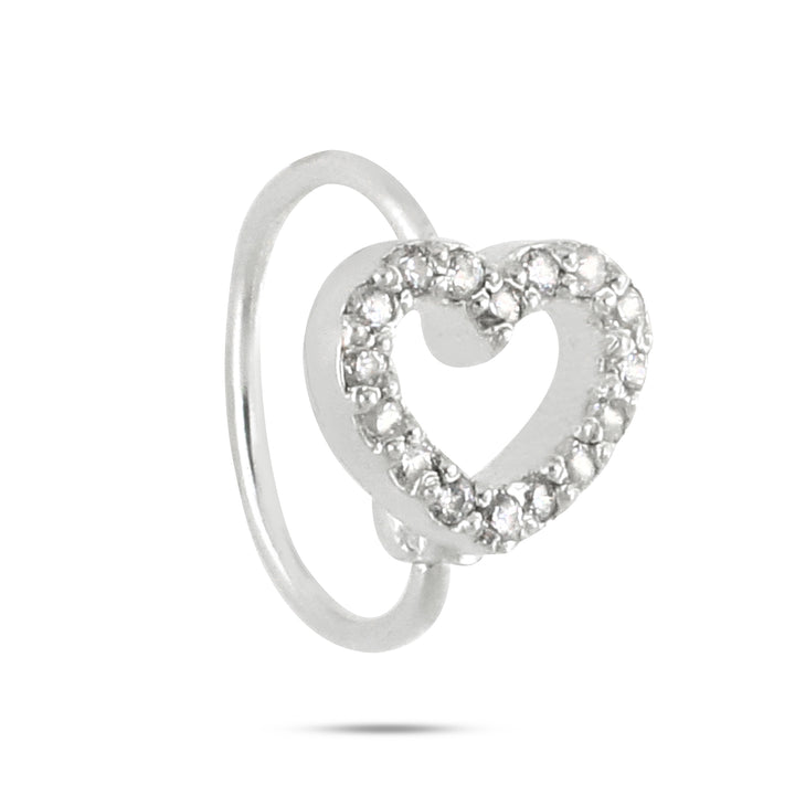 2 Pack Of Heart Diamond Hoop Nose Rings
