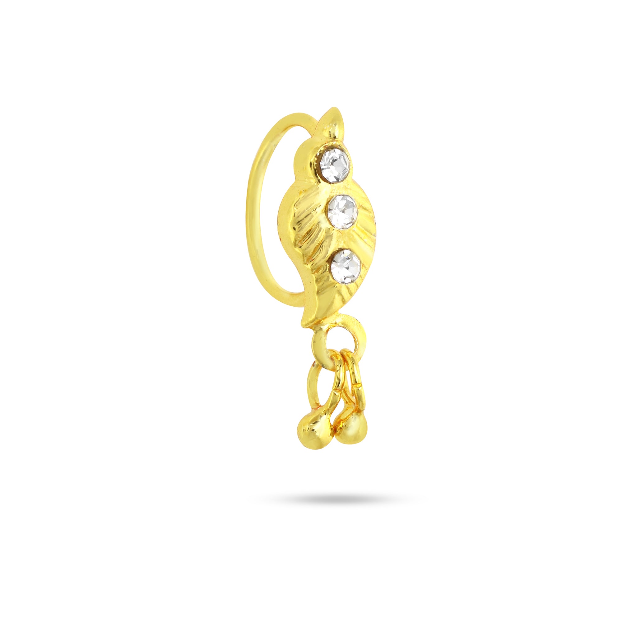 Gold Leaf Nose Ring with Dangling End