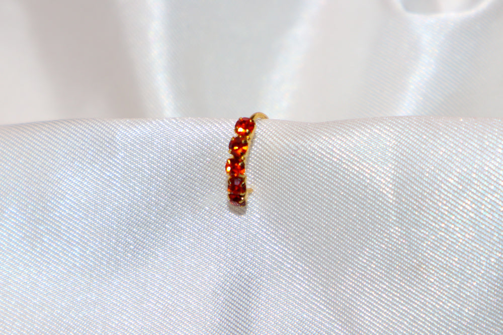 Orange Diamond Nose Ring, Gold Plated