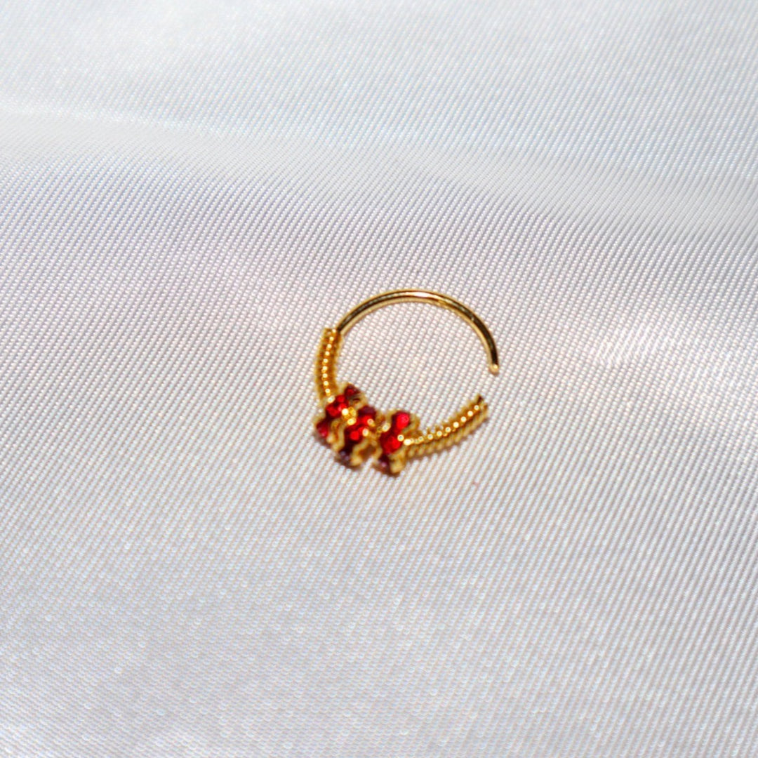 Coil Red And Gold Hoop Nose Ring