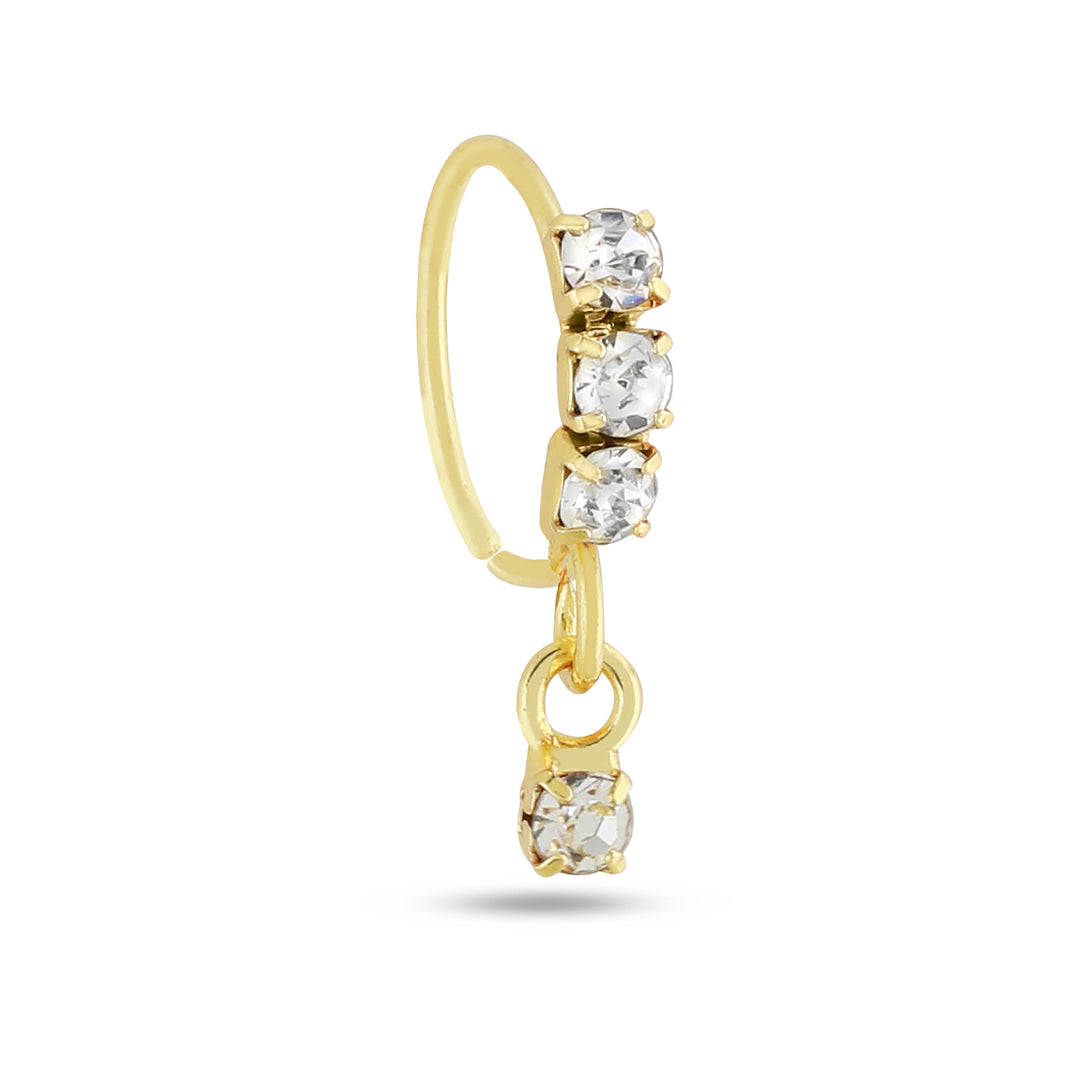 3 Diamond Flower Hoop Nose Ring