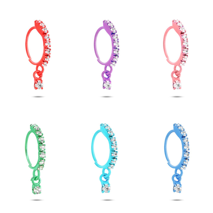Neon Colored 9 Diamond Nose Ring Set