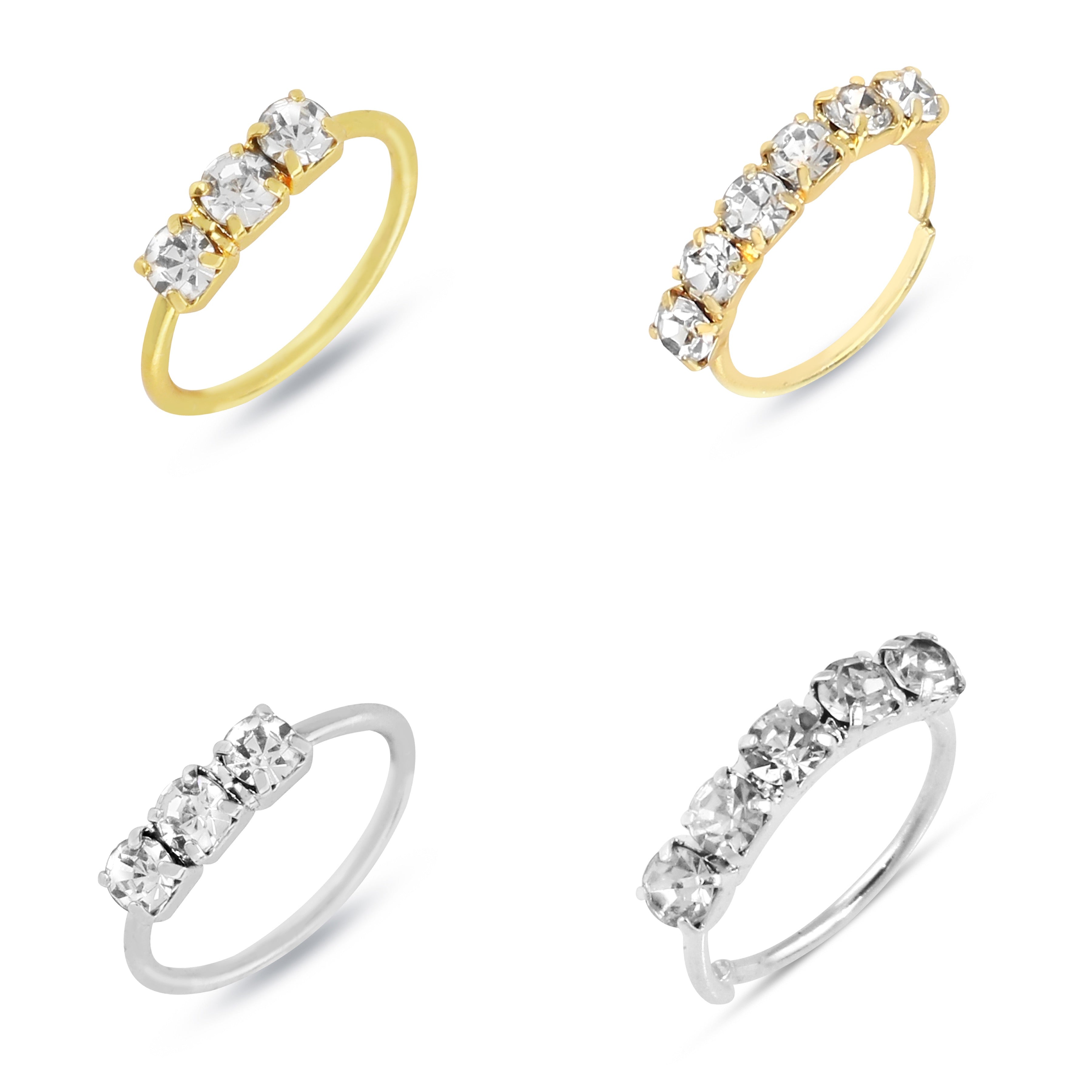 Emerald Gold Look Flower Piercing Nose Ring – Sanvi Jewels
