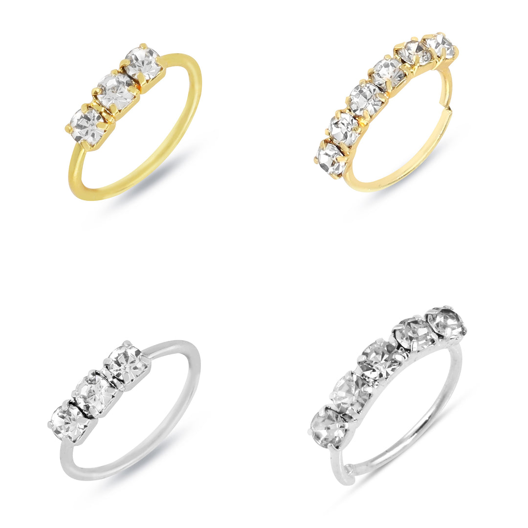 Classy Diamond Nose Rings Set of 4