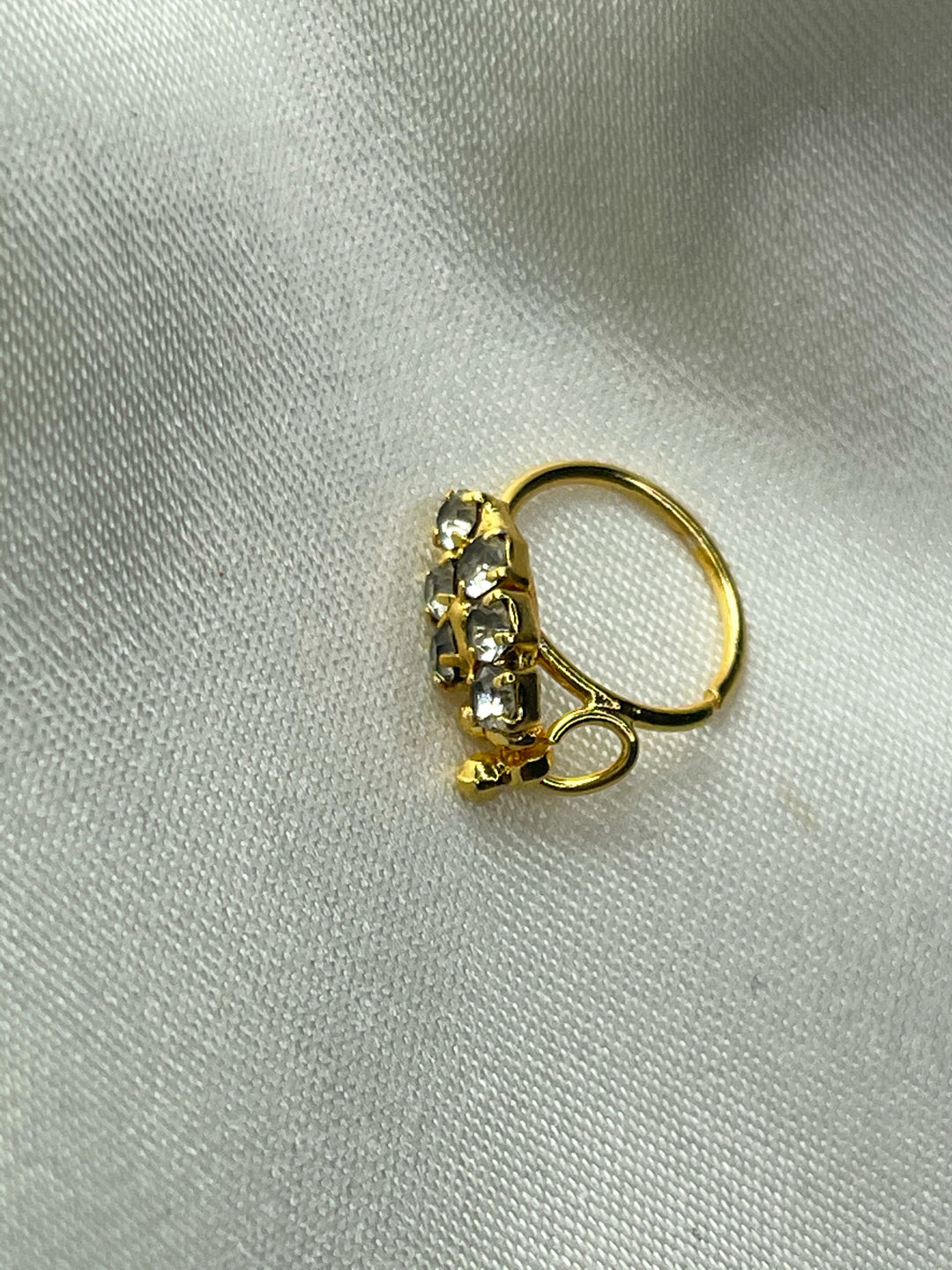 Oval Shaped 6 Diamond and Gold Nose Ring