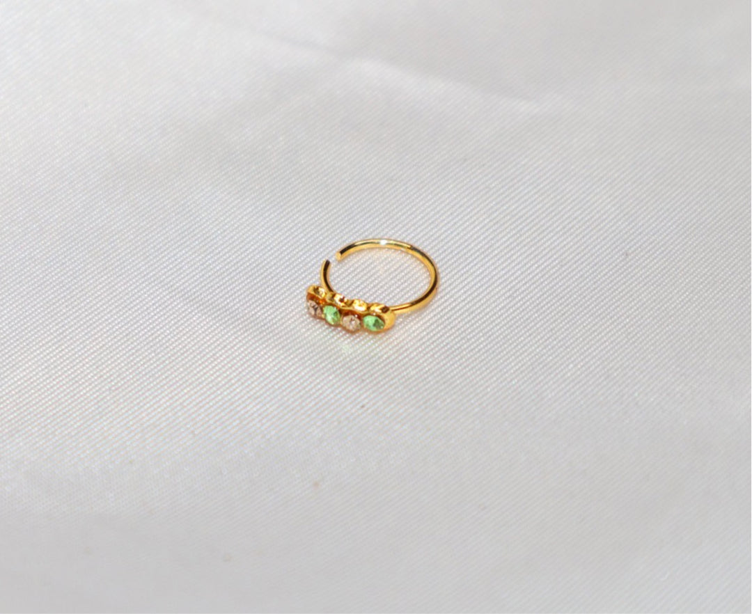 4 Colored and Gold Diamond Hoop Nose Ring