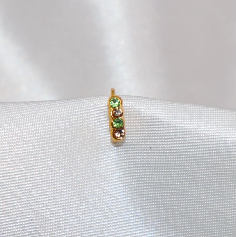 4 Colored and Gold Diamond Hoop Nose Ring