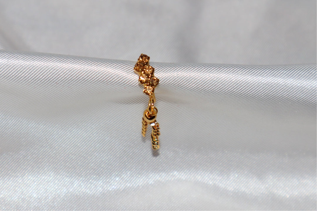 Gold Zig Zag Nose Ring with Gold Dangling Ends