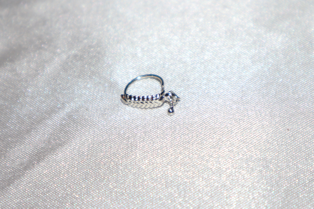 Silver Feather Nose Ring with Dangling Ends