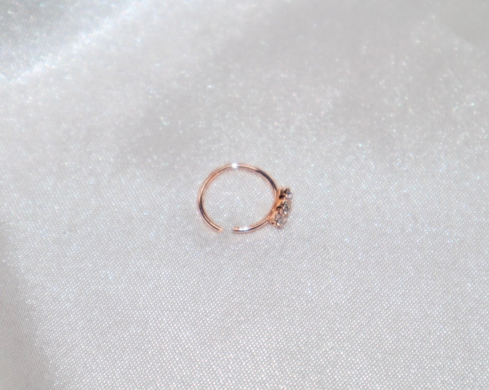3 Diamond Rose Gold Hoop Nose Ring