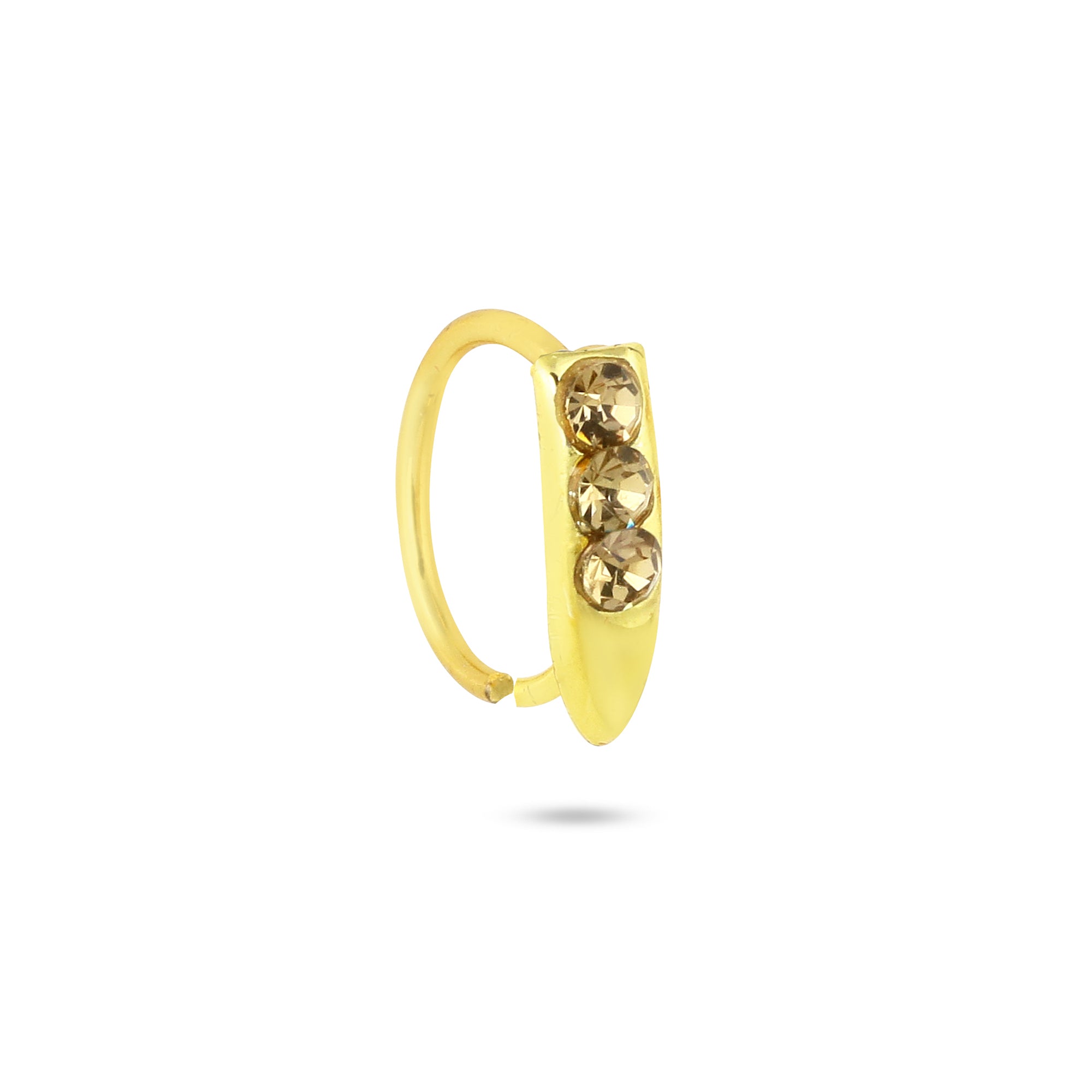 Brown Diamond Claw Design Hoop Nose Ring