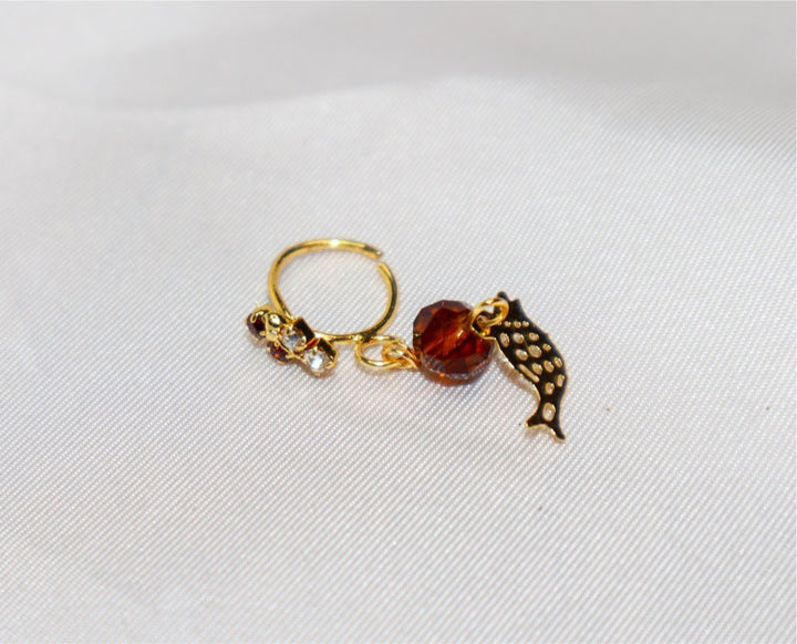 Colored Stone and Gold Fish Nose Ring