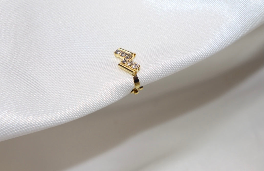 Gold Diamond Lightening Bolt Clip On Nose Ring