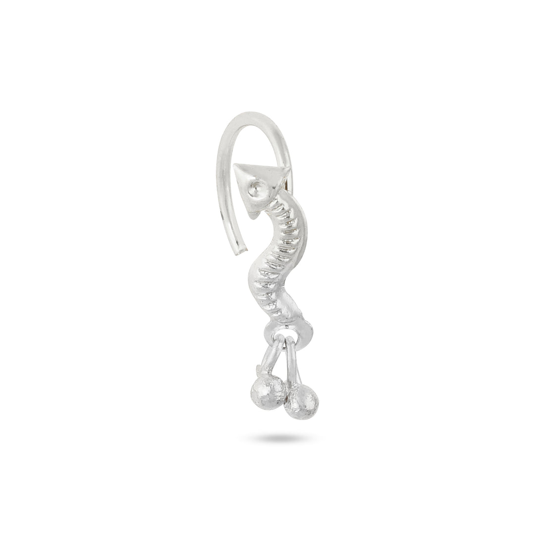 Silver Snake Nose Ring with Dangling Ends