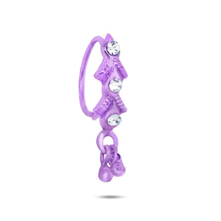 Neon Colored Christmas Tree 6 Nose Ring Set