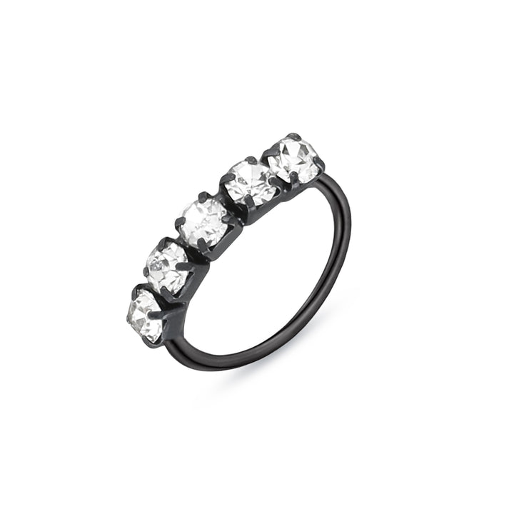 Black and Diamond Hoop Nose Ring