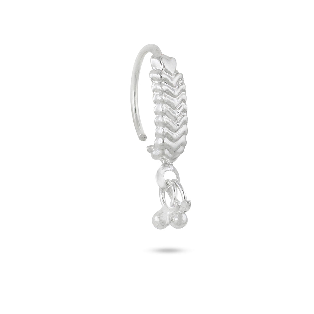 Silver Feather Nose Ring with Dangling Ends