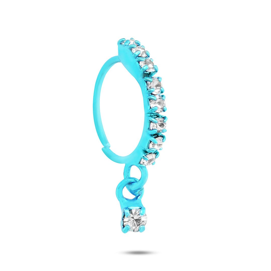 9 Diamond Neon Colored Nose Ring with Dangling Diamond End