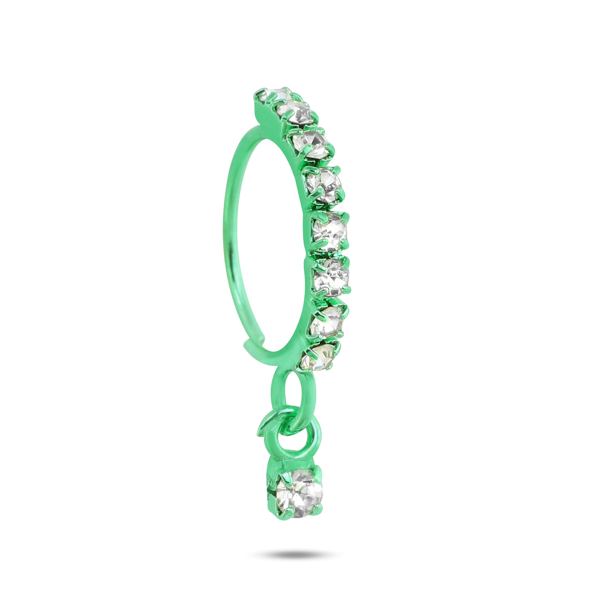 9 Diamond Neon Colored Nose Ring with Dangling Diamond End