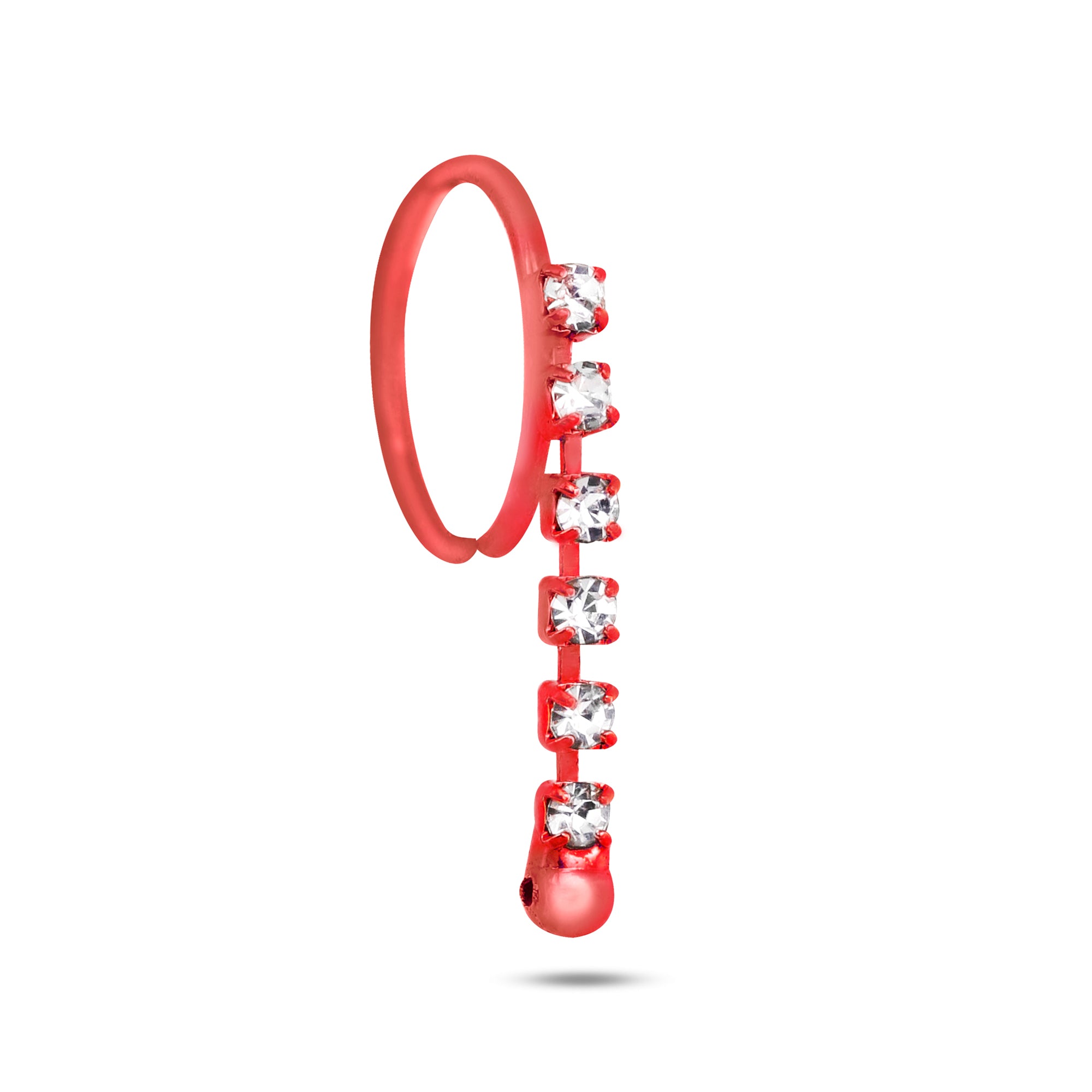 Neon Colored Dangling 6 Diamond Nose Ring