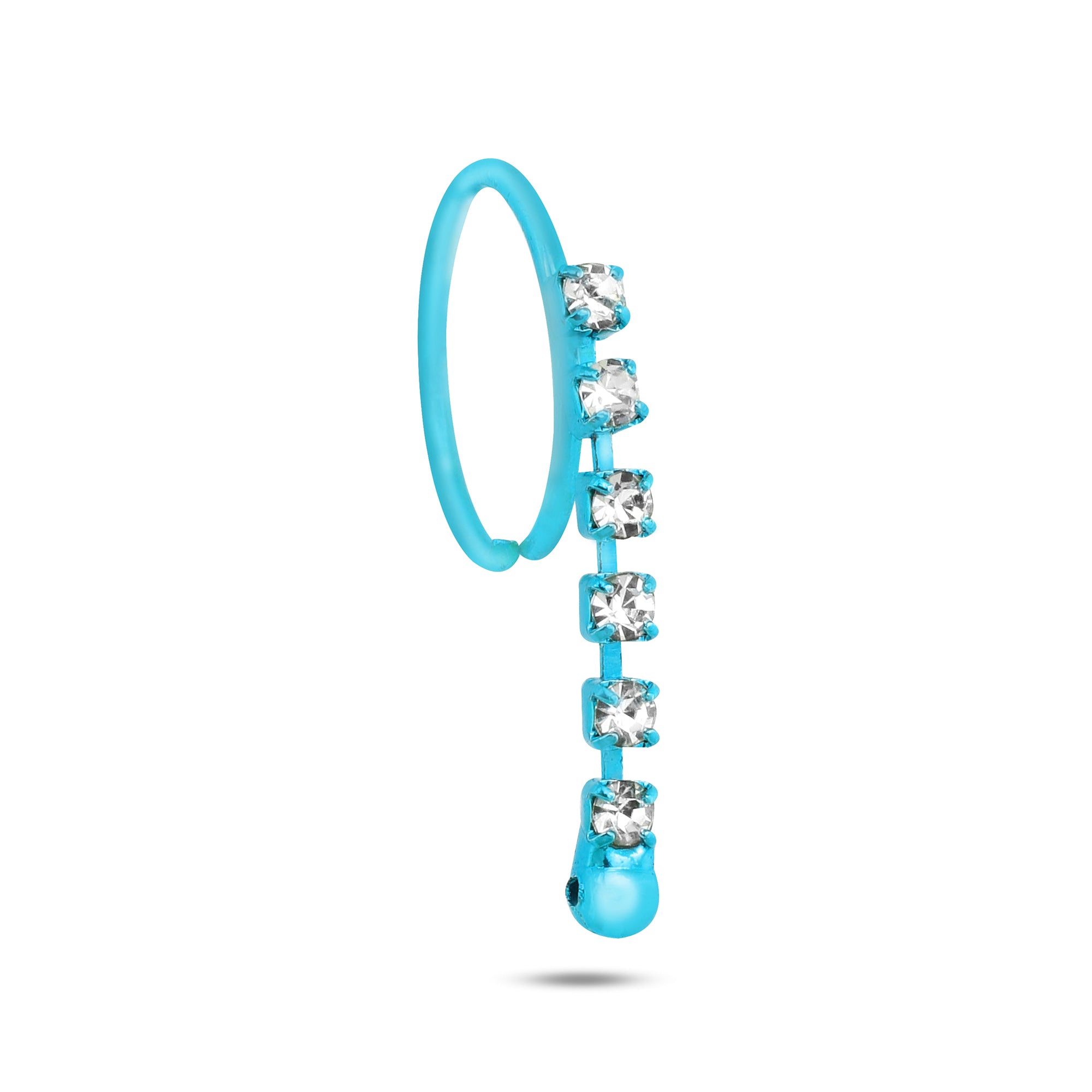 Neon Colored Dangling 6 Diamond Nose Ring