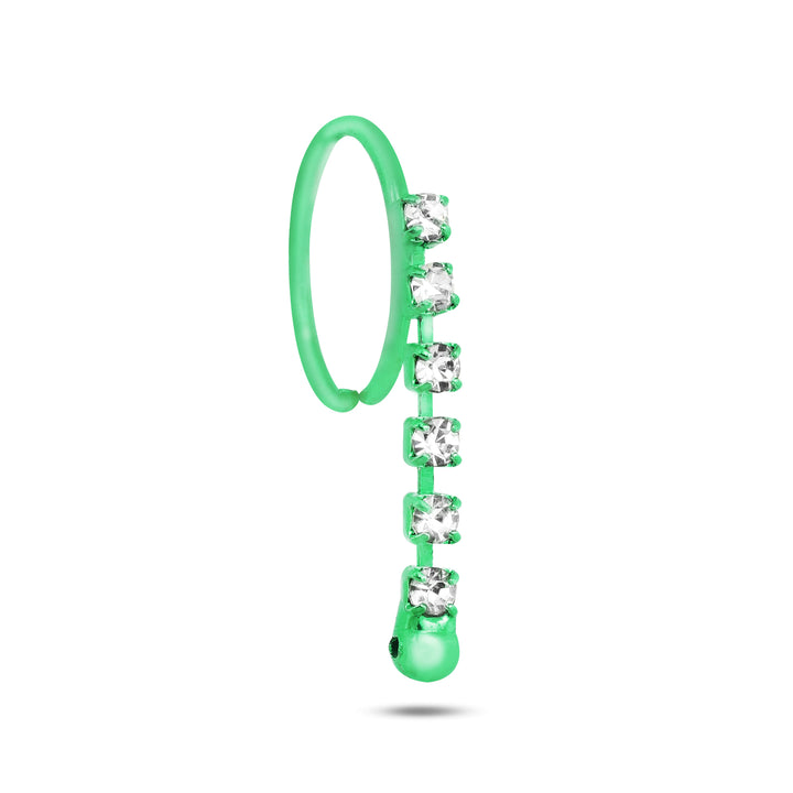 Neon Colored Dangling 6 Diamond Nose Ring