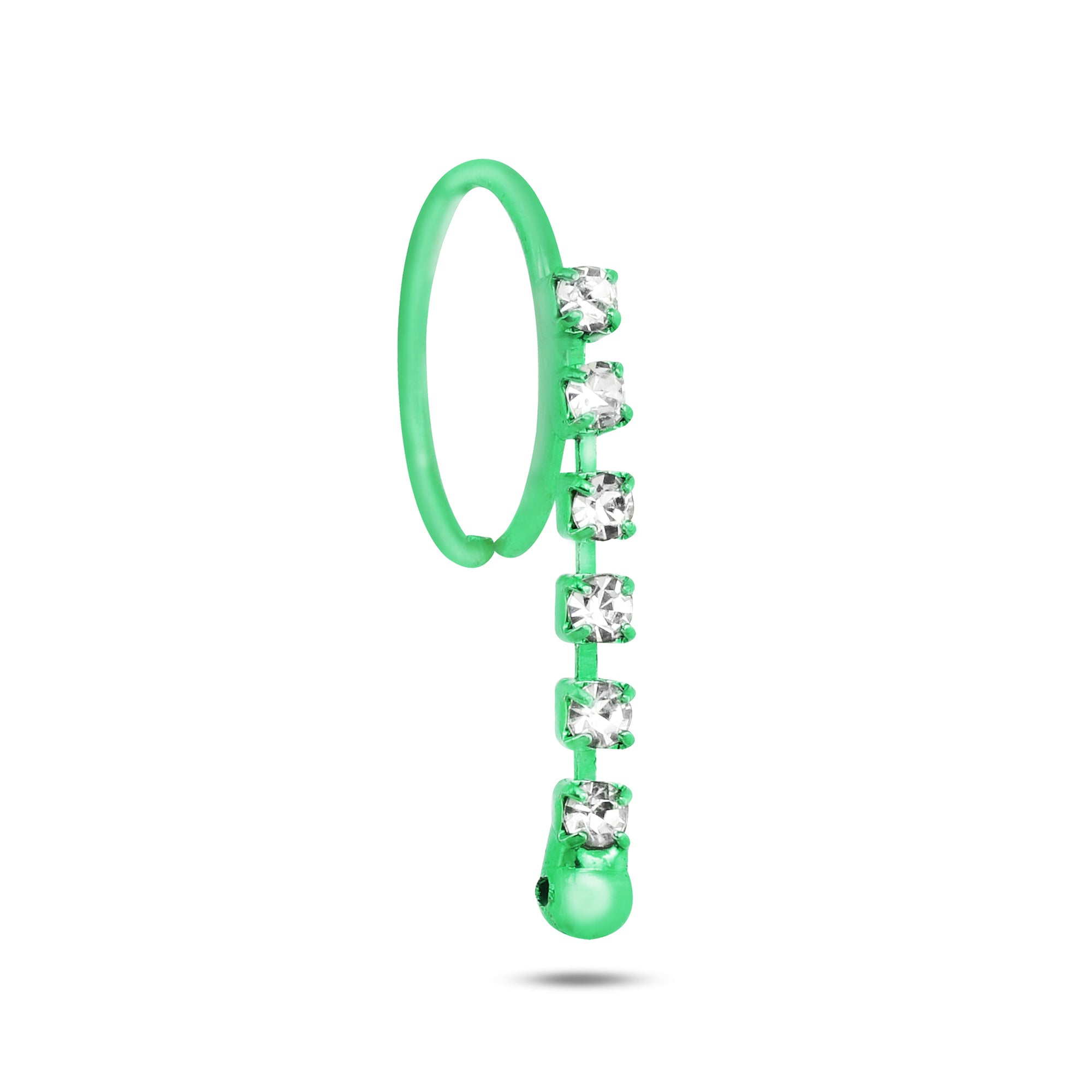 Neon Colored Dangling 6 Diamond Nose Ring