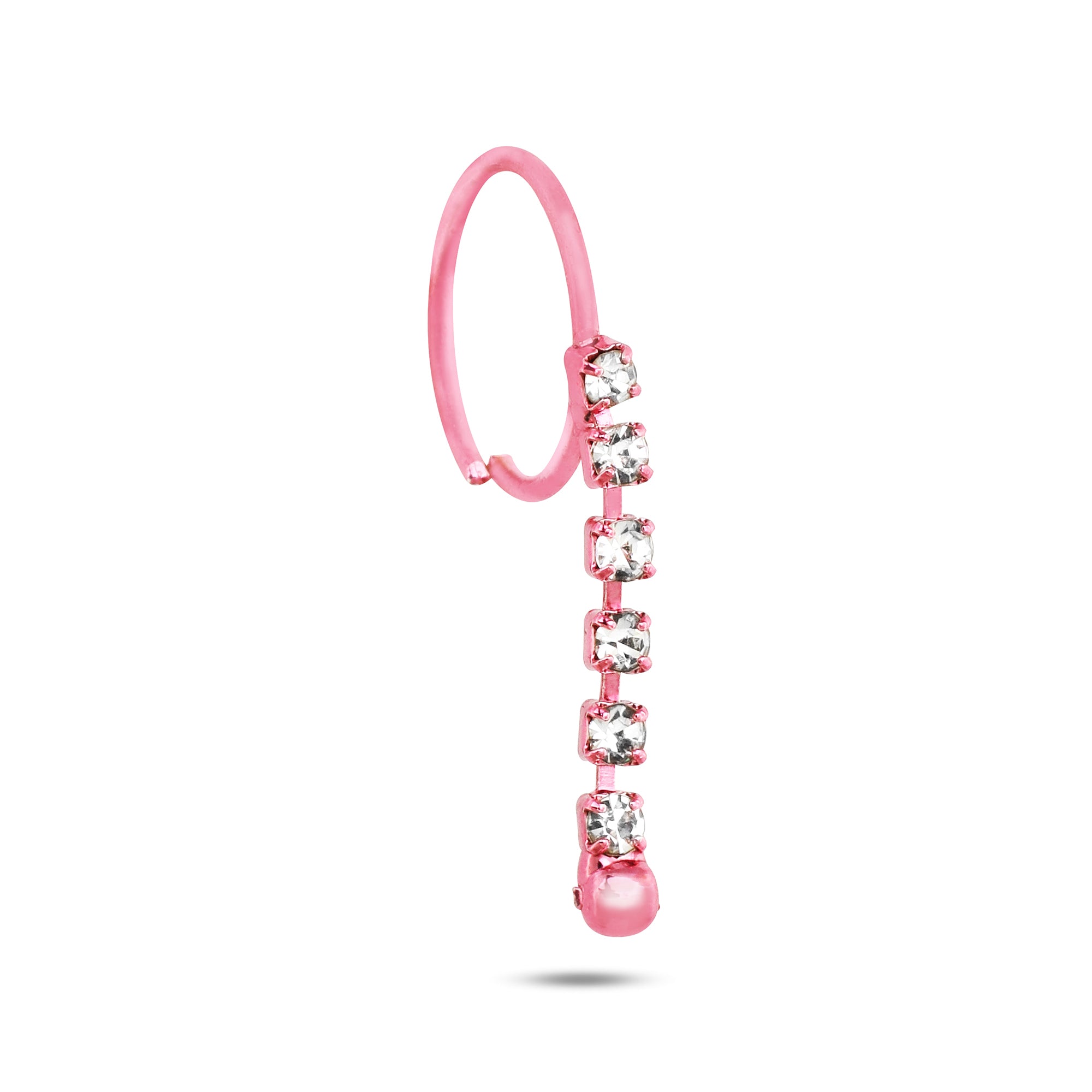 Neon Colored Dangling 6 Diamond Nose Ring