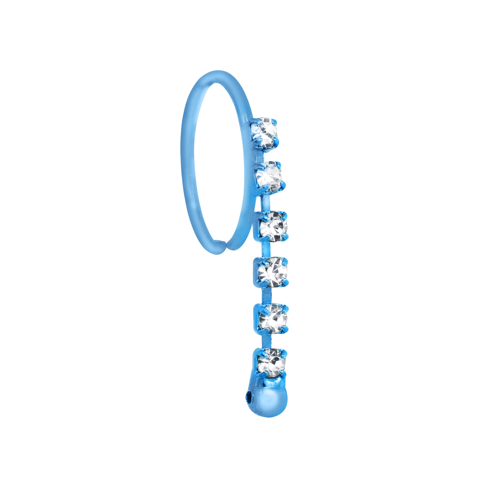 Neon Colored Dangling 6 Diamond Nose Ring