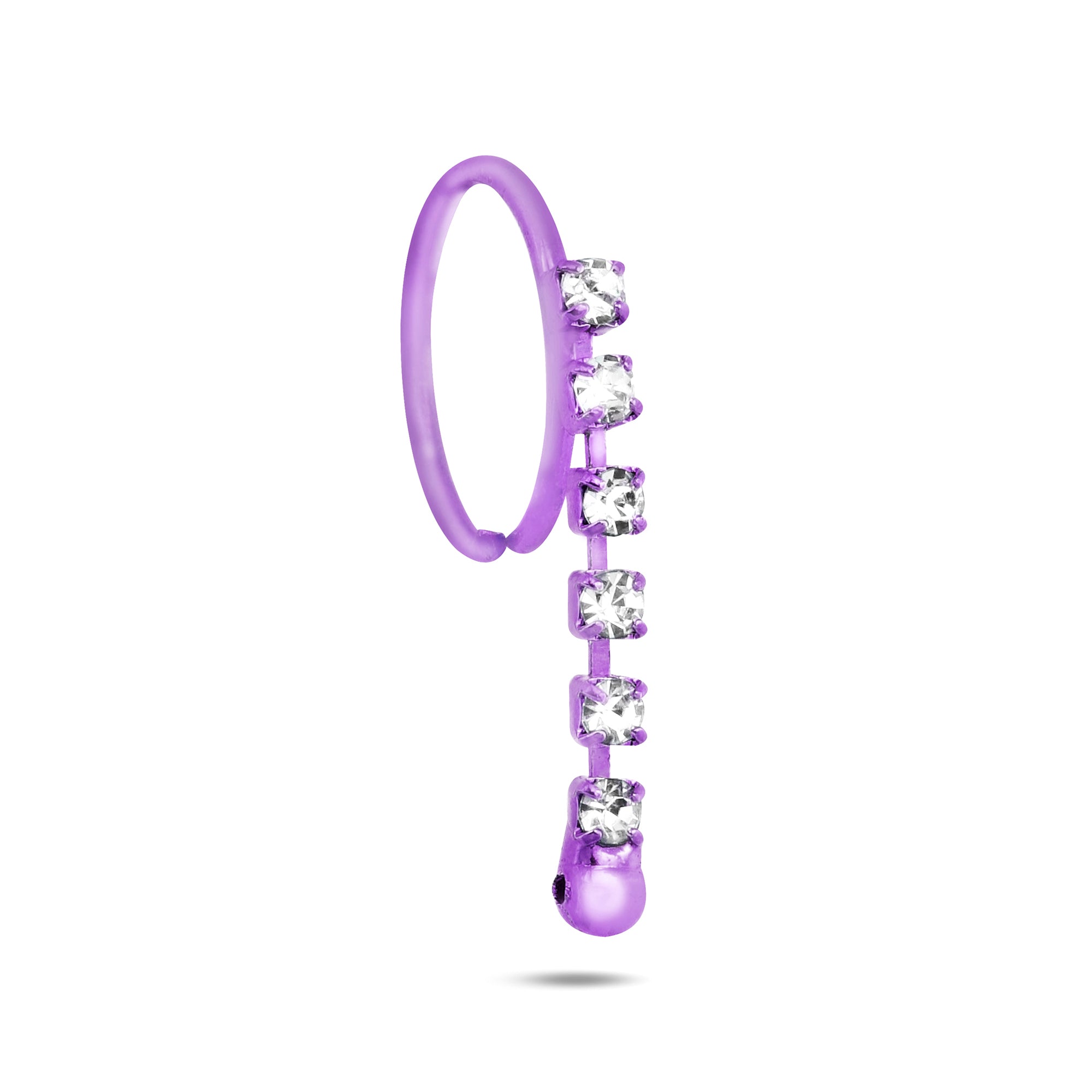 Neon Colored Dangling 6 Diamond Nose Ring